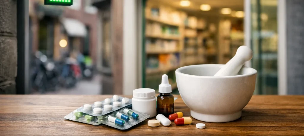 Gevel van een apotheek in Woerden