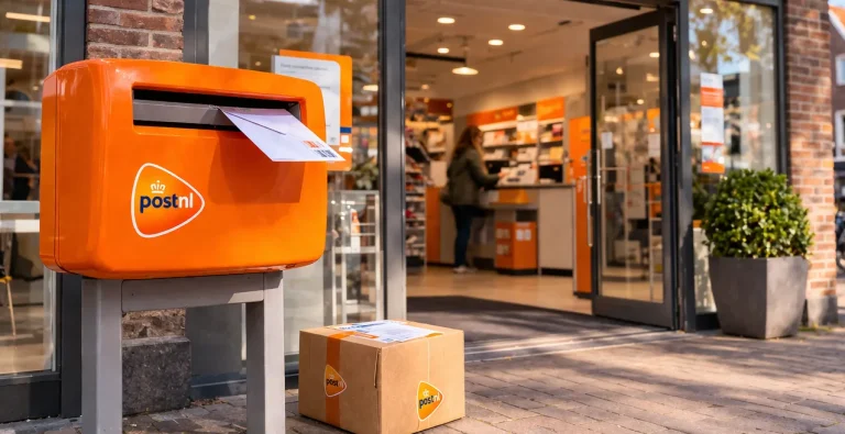 PostNL-locatie met brievenbus en pakketten in Woerden
