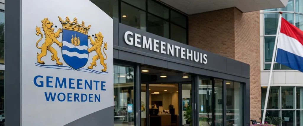 Ingang van het gemeentehuis in Woerden